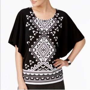 JM Collection Black Origami Top Size X-Large